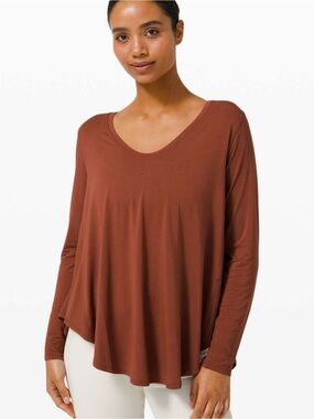 lululemon athletica Up for Down Time Long Sleeve Top - Dark Terracotta